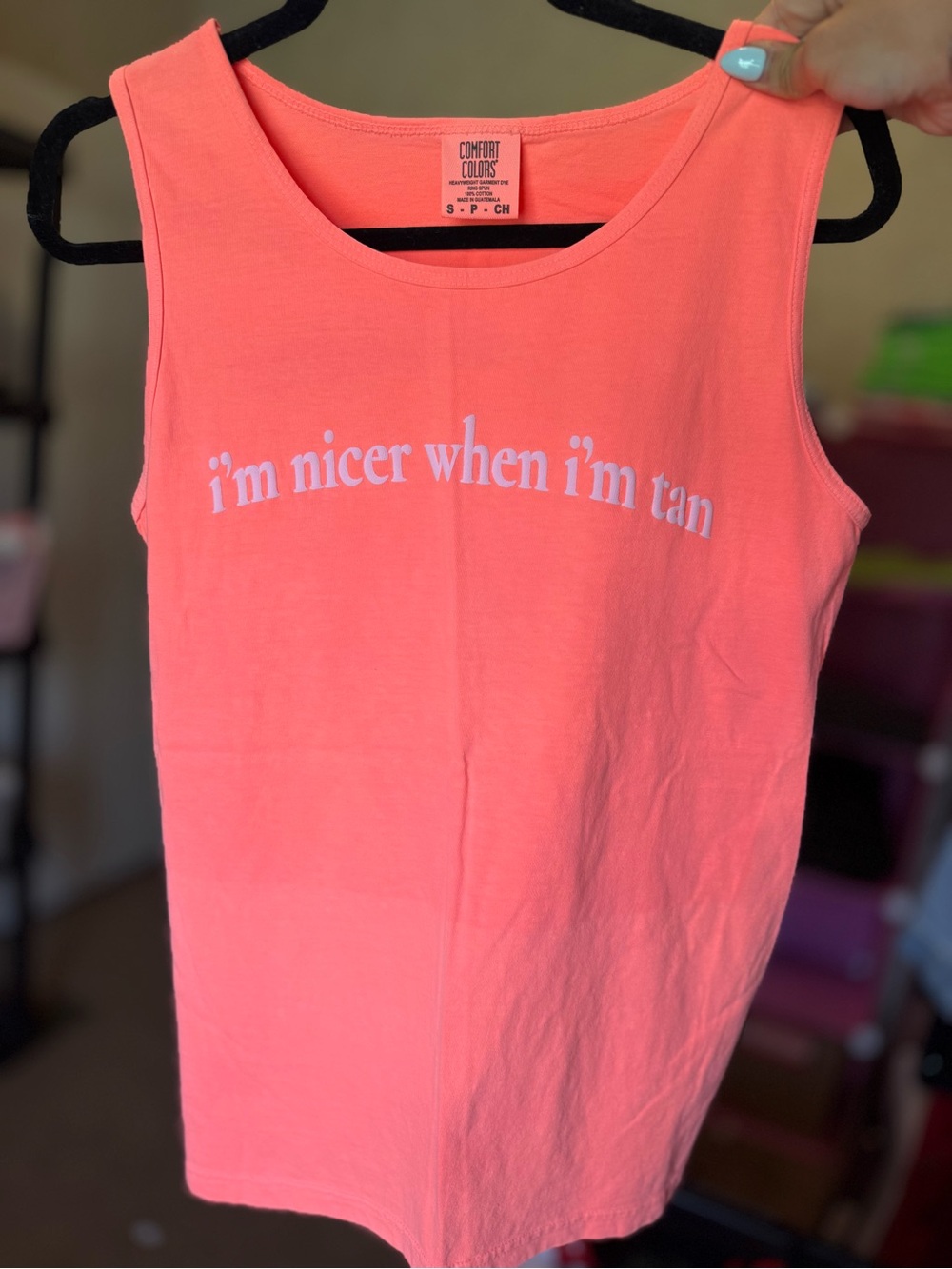 Comfort Colors Coral Tank with Puff Print